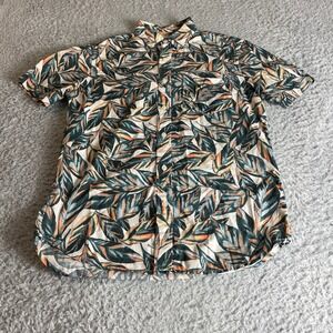 Old Navy Mens Small Slim Fit Tropical Leaf Print Short Sleeve Button Down Shirt